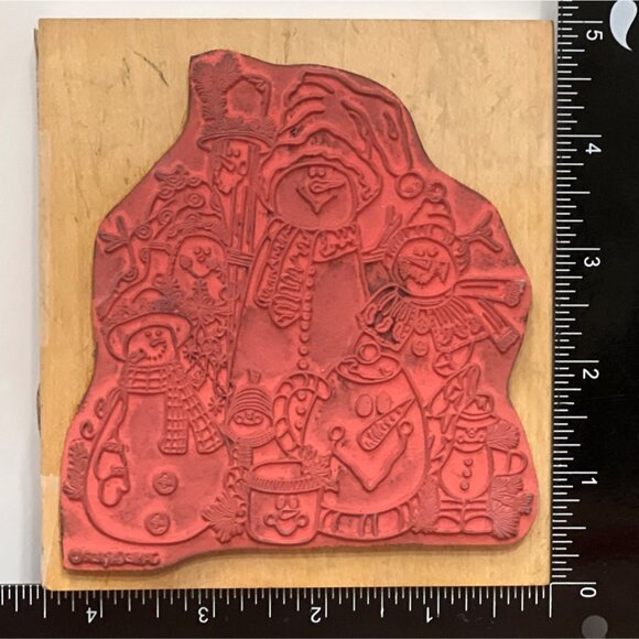 Vintage Jamie Carter Snowman Collection 90185 Wood Mounted Rubber STAMPS HAPPEN - Picture 2 of 8